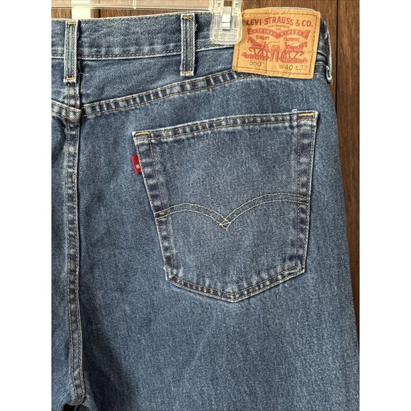 Levis 550 Jeans Mens 40x32 100% Cotton Blue Straight Leg - Picture 2 of 9